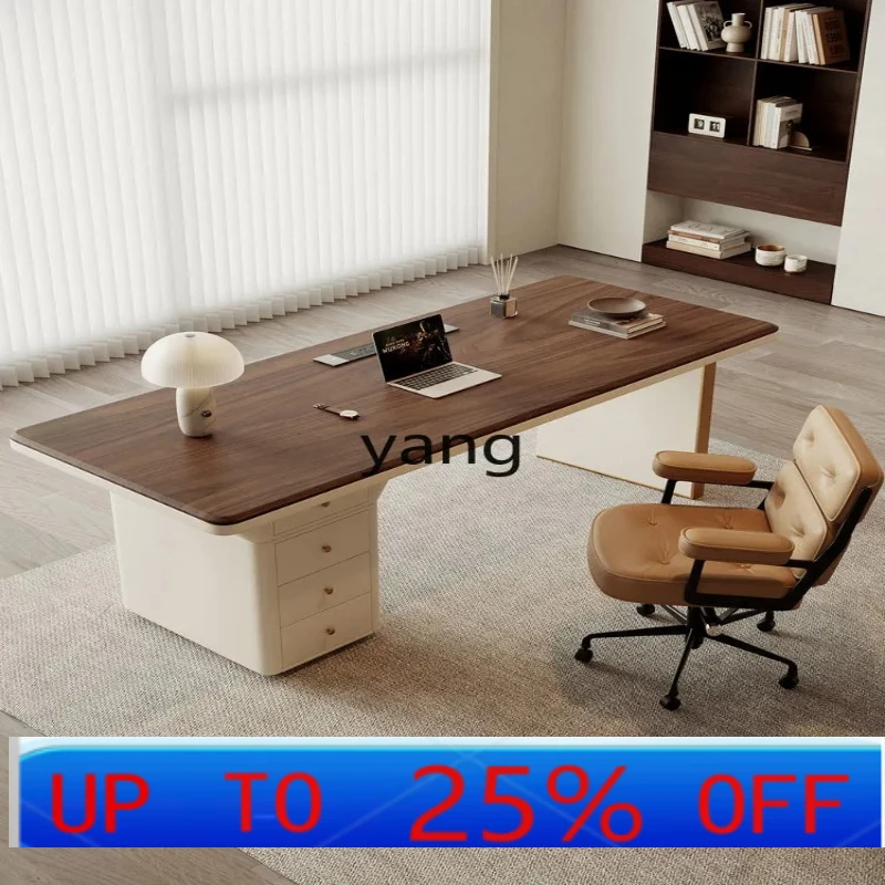 

LH solid wood desk Italian minimalist study table cabinet integrated household desk
