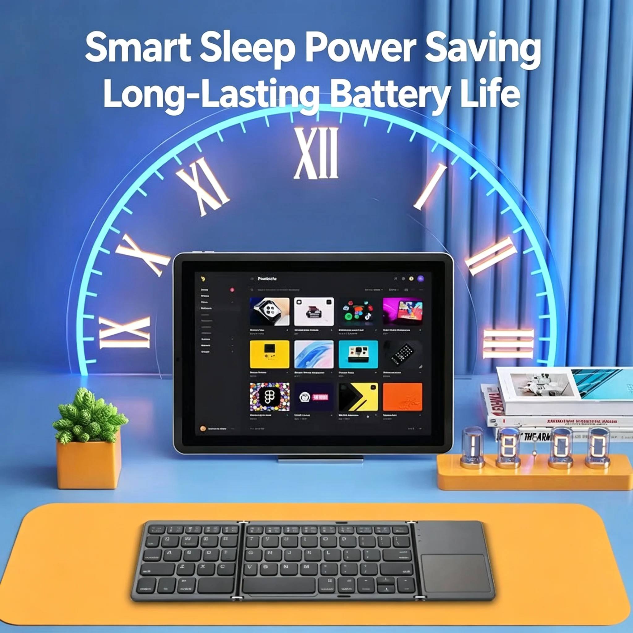 Tri‑Fold Bluetooth Keyboard Portable Wireless Folding Keyboard With Touchpad For iOS Android Windows Phone Tablet Rechargeable