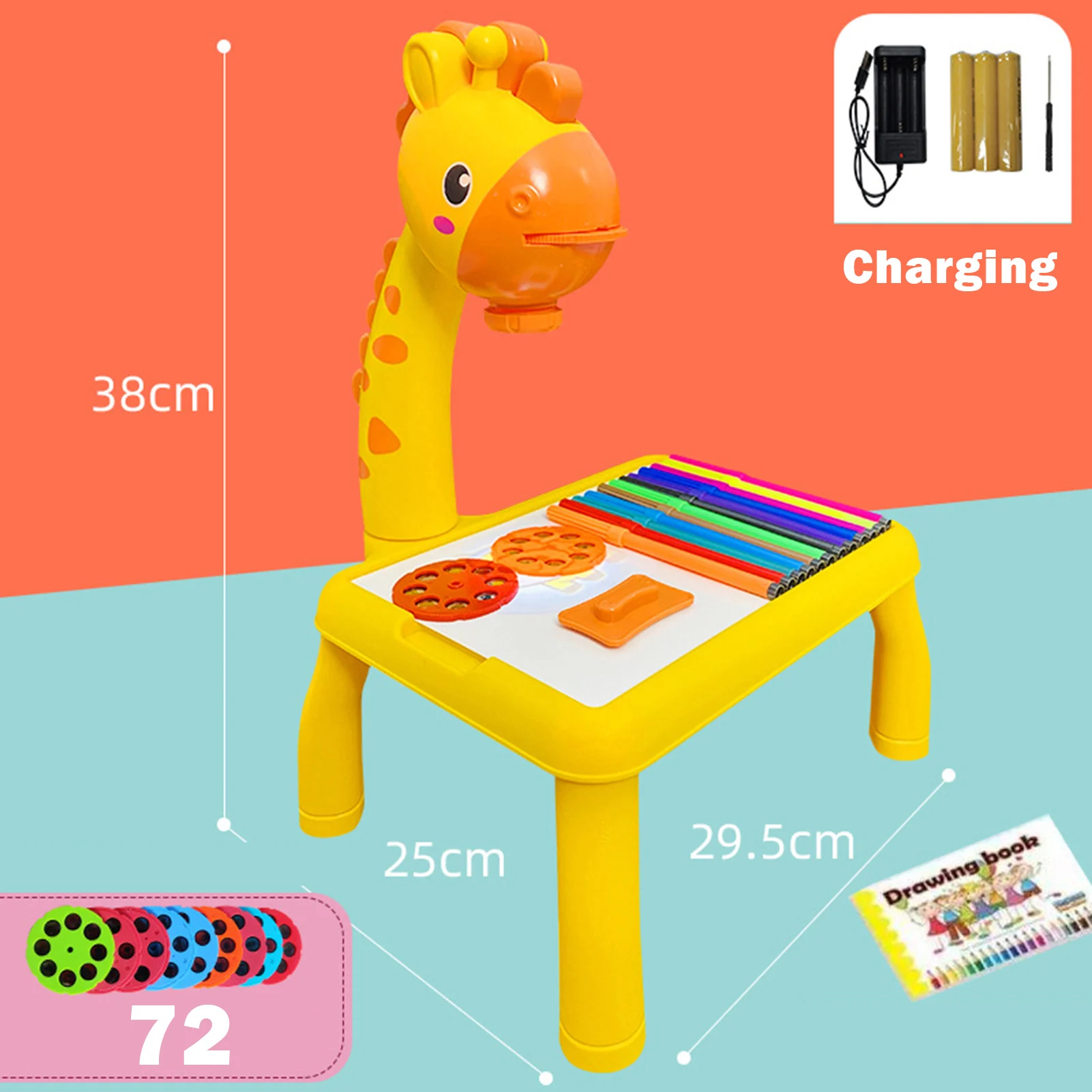 Kids Drawing Desk With Projector Educational Toys With Singing Function Detachable Projection Painting Table For Child