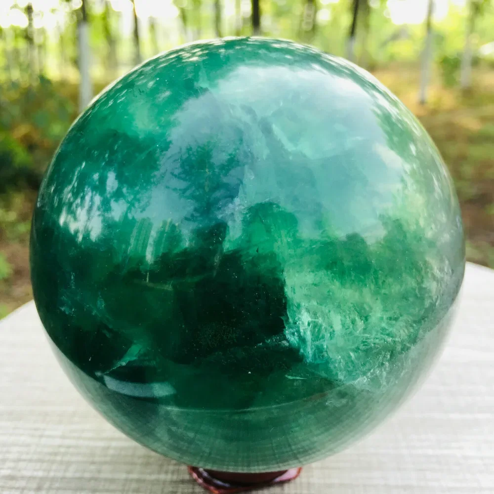 Natural Green Fluorite Ball Quartz Crystal Healing Sphere Reiki Stone