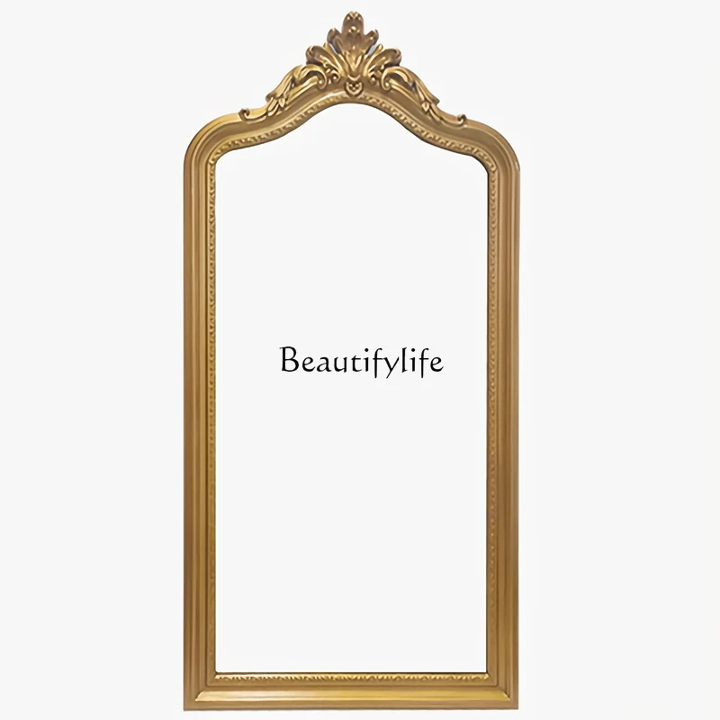 

European full-length mirror French retro bedroom home wall-mounted cloakroom American wall-mounted carved mirror