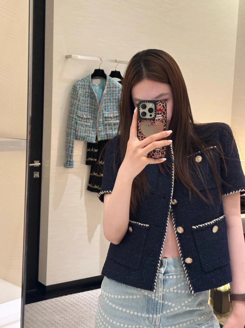 Stylish Short Sleeve Vest Jacket Women's Fashionable Retro Small Fragrance Style Unique Beautiful Top Button up Casual Wear