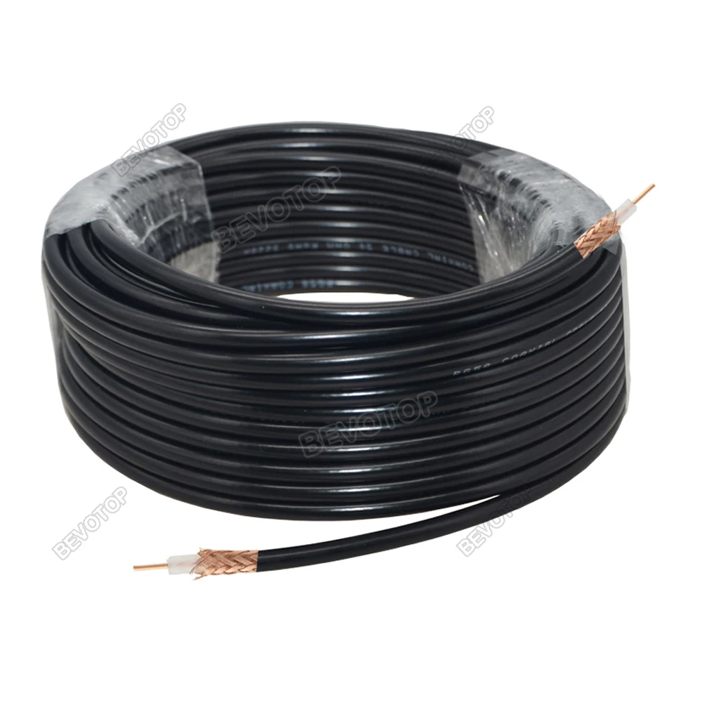 RG58 Coaxial Cable 50 Ohm 50-3 Low Loss RF Coaxial Cable Pigtail for Crimp RF Wire Connector 50CM-200M