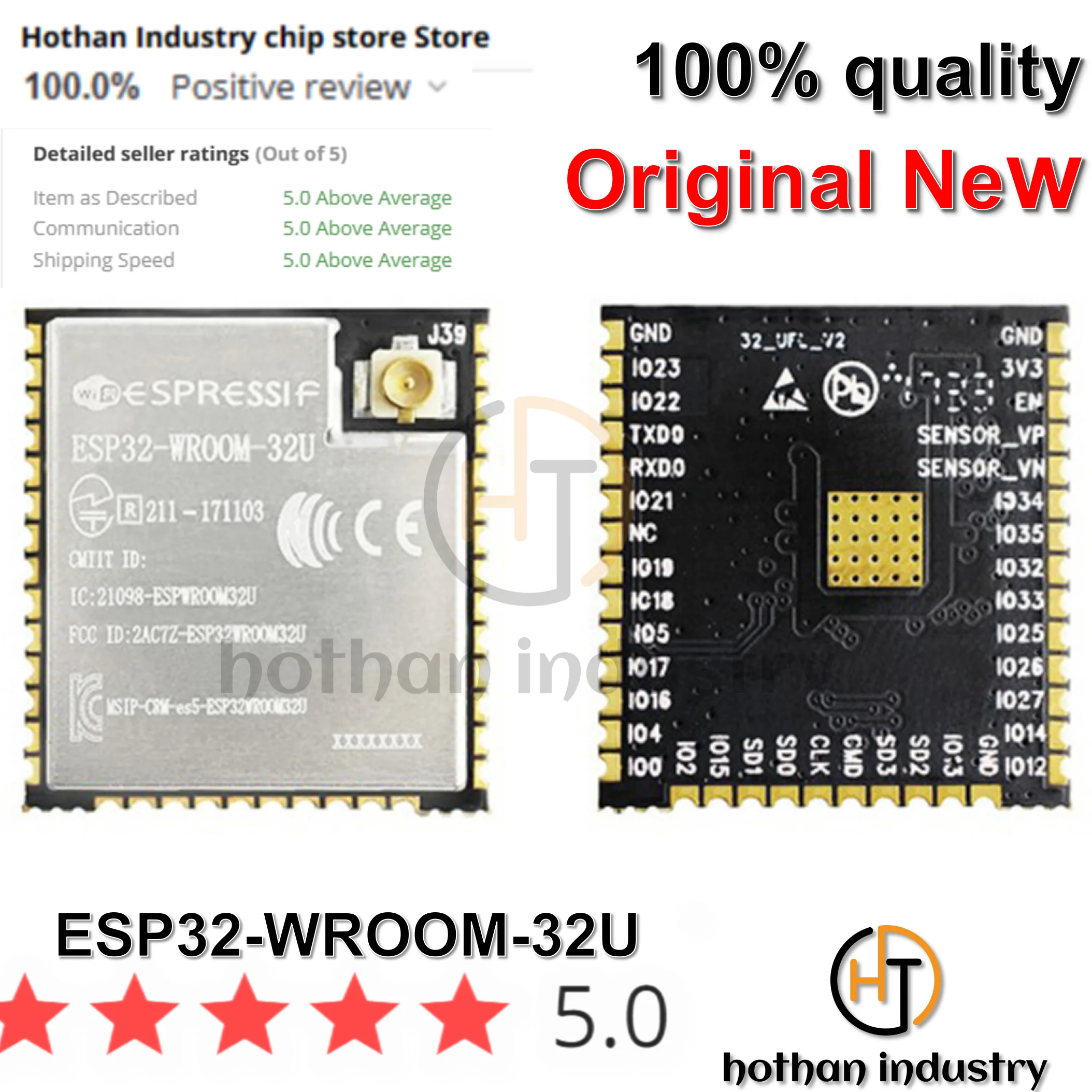 （1-200PCS）100% NEW  ESP32-WROOM-32U RF TXRX MOD BLUETOOTH U.FL SMD 	 RF and Wireless RF Transceiver Modules and Modems