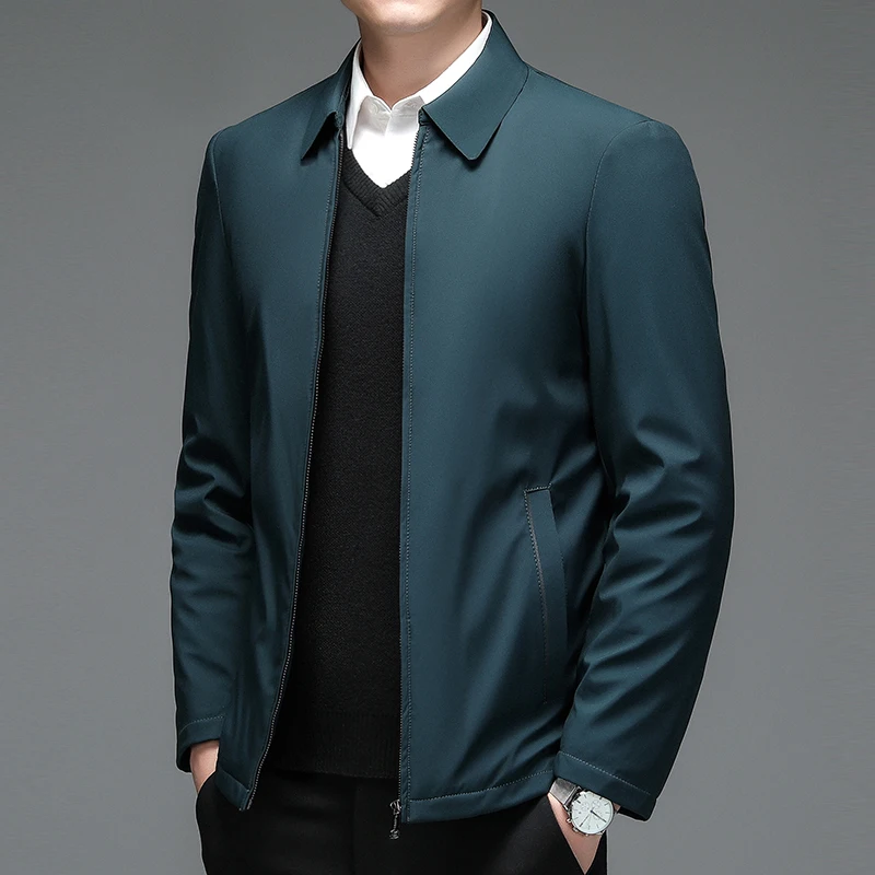 

Autumn and winter lightweight cotton-padded jackets with lapels in solid colors, suitable for civil servants, middle-aged and el