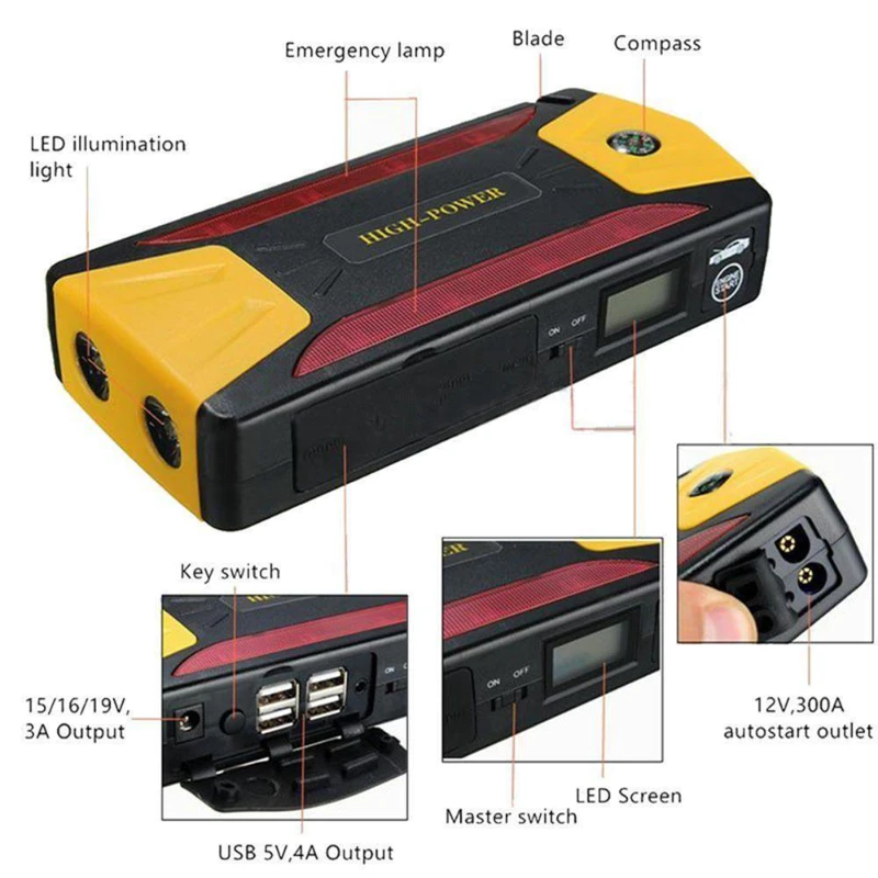 

Portable vehicle jump starter 10000mah 20000mah powerbank jump starter car jumper starter car jump