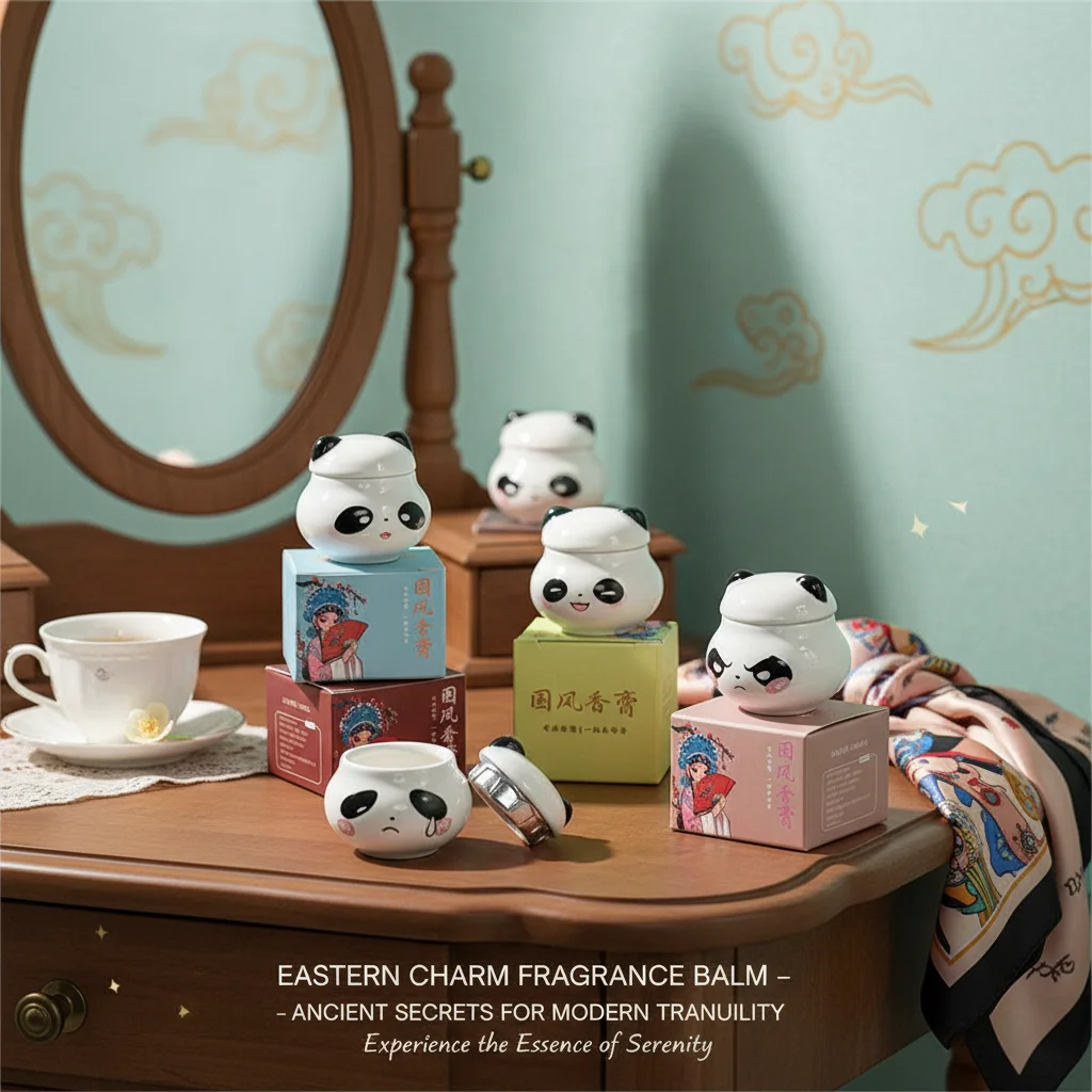 Panda Ceramic Jar Solid Perfume Chinese Jasmine Fragrance Portable And Long-Lasting Touch of Elegance