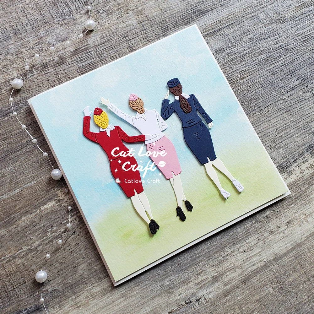 Catlove Flight attendant Metal Cutting Dies Scrapbooking Mold Knife Stencil Die Cuts Card Making DIY Craft Embossing New Dies