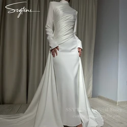 SSYTENS Wedding Dresses Long Sleeve High Neck Bride Party Dress Custom Saudi Muslim 2025 Ankle Length Bridal Modest Prom Gowns