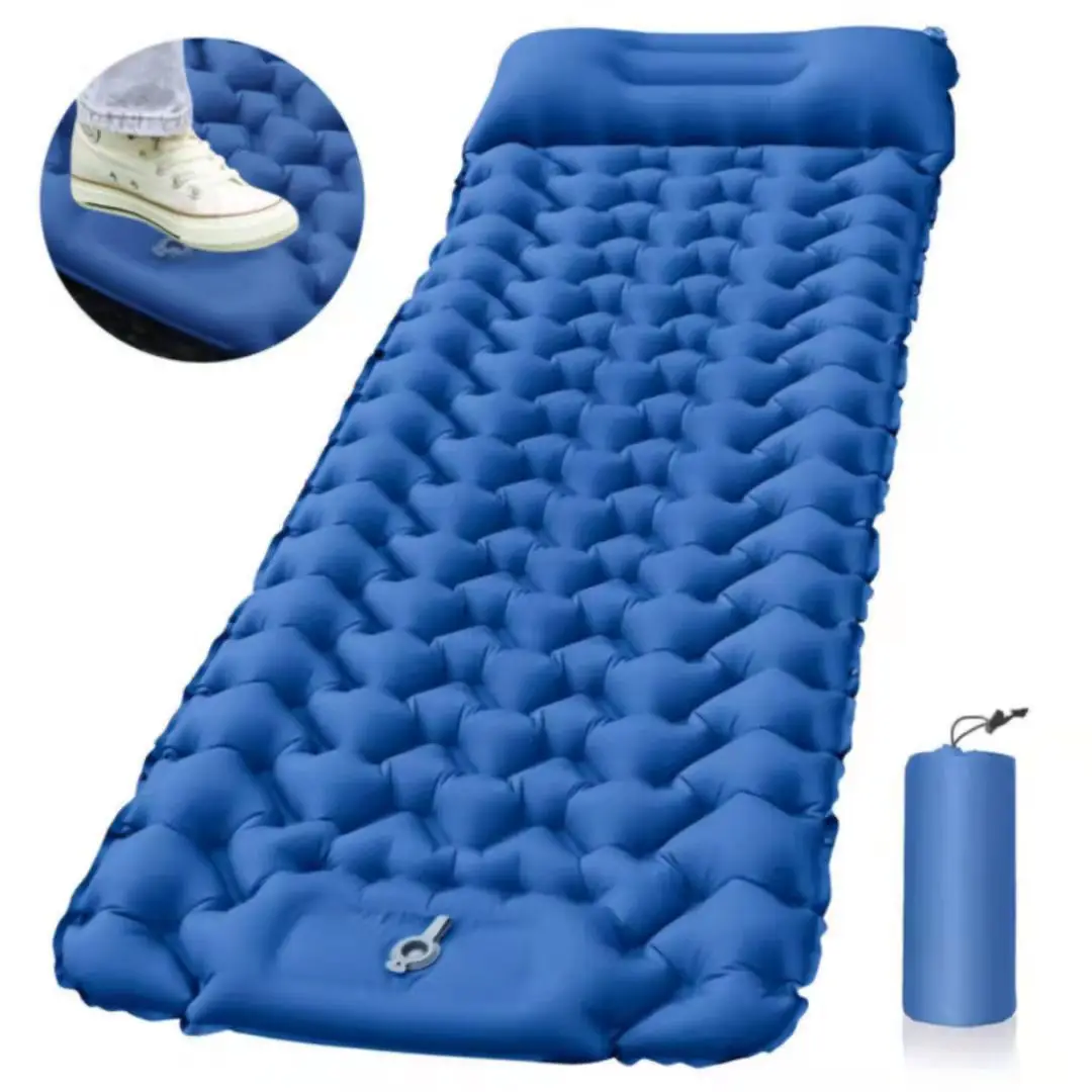 Outdoor Convenient Foot Press Integrated PVC Inflatable Cushion Camping Office Lunch Break Beach Inflatable Mattress