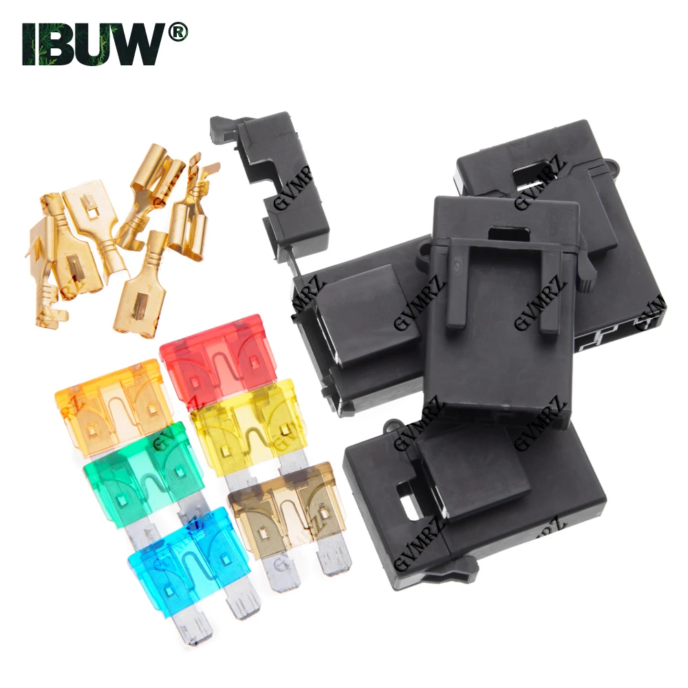 5Set 1A 2A 3A 4A 5A 7.5A  Fuse Holder with Crimp Terminal Middle Fuse for Car Auto Connector 25A 30A 35A 40A 45A 50A 10A 15A 20A