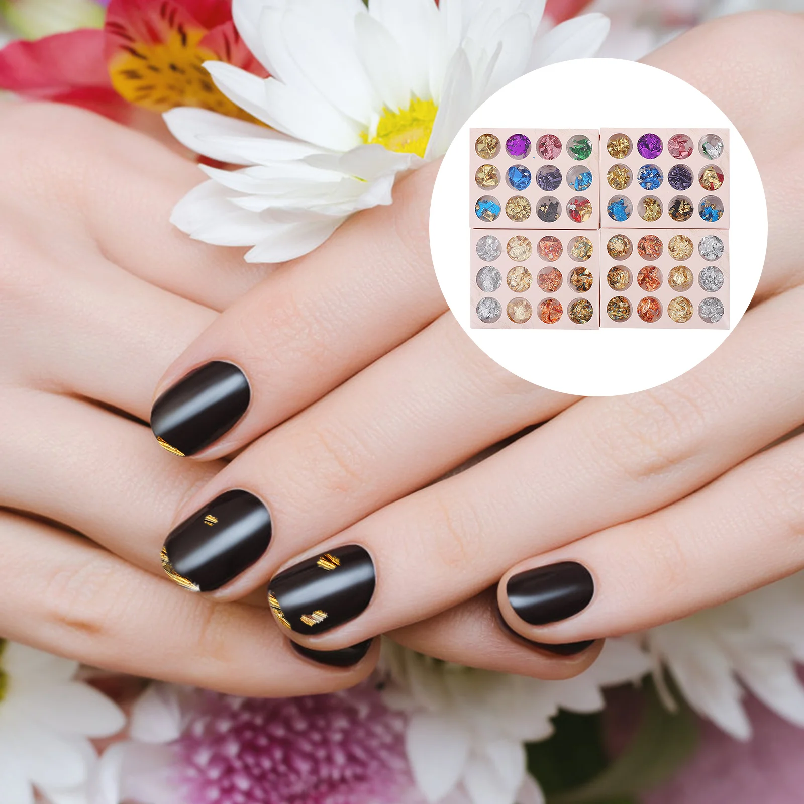 

48Pcs Glitter Nail Art Tinfoil Decor Supplies Metallic Foil Chips for DIY Nail Stickers Manicures Decoration Manicure Ornament