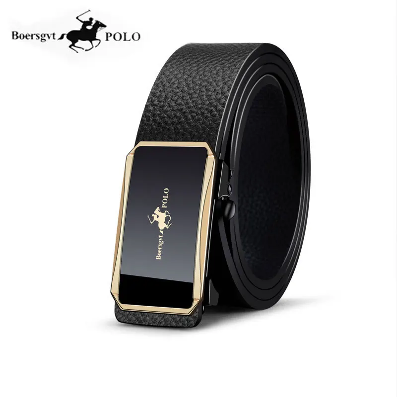 Ремень из натуральной воловьей кожи первого слоя 2025 — беззубый узор личи, автоматический, без отверстий, регулируемый для деловых повседневных брюк
