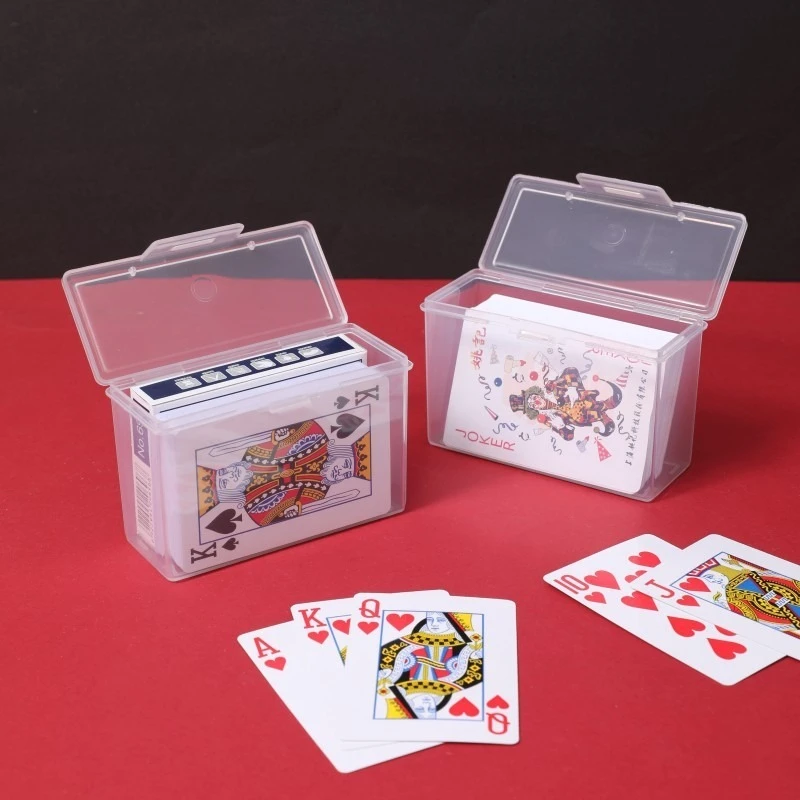 Transparent Plastic Box Playing Cards Container Poker Card Storage Game or Business Trading Card Organizers Snaps Closed