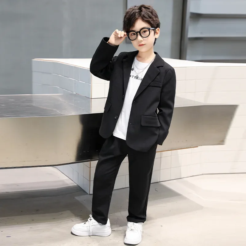 

School Uniform for Boys Casual Blazer Formal Pants 2-piece Spring Teen Kids Weddings Set 6 To 14 Y Children Performances Cosutme