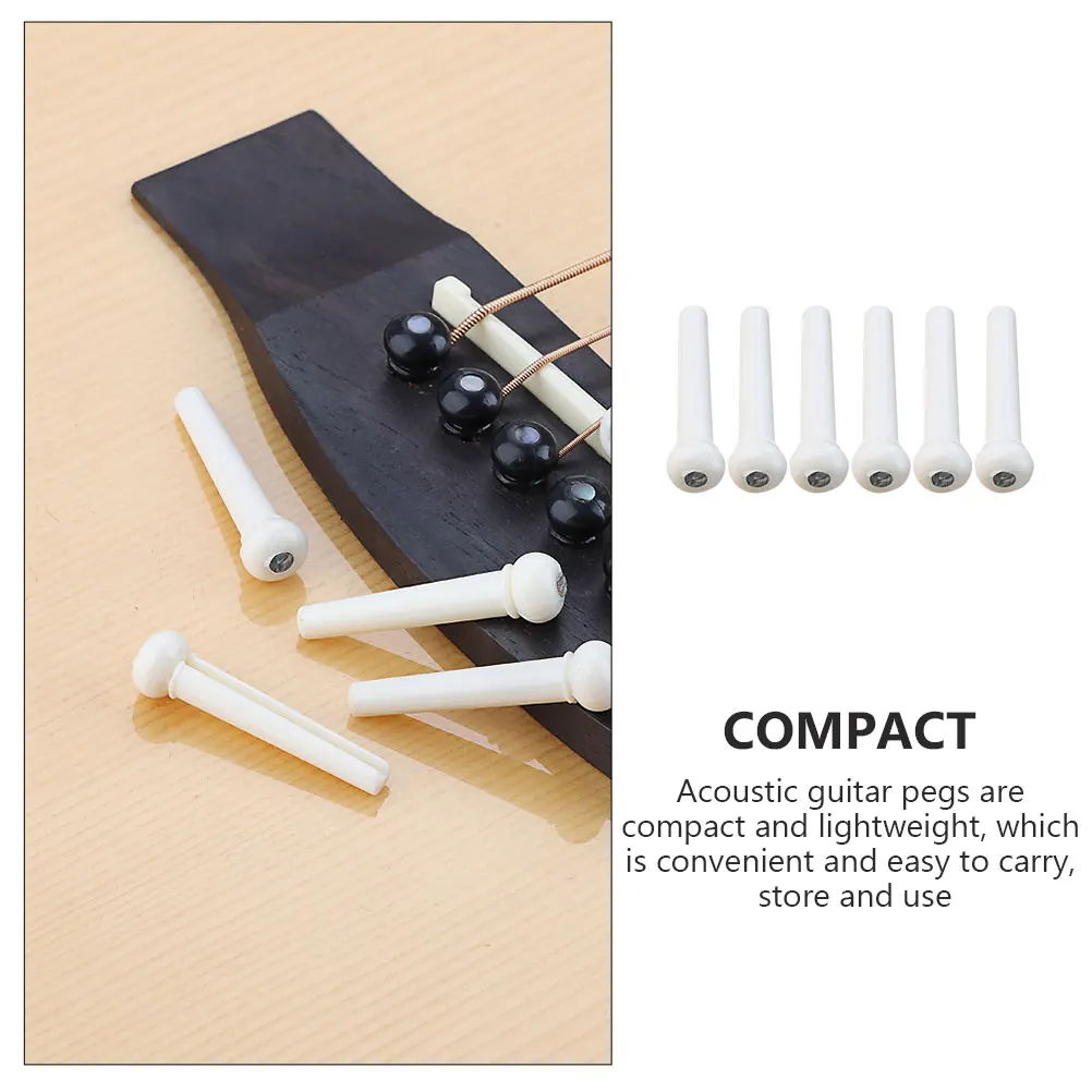 

6pcs Plastic Bridge Pins For Acoustic Guitar White Sturdy Lightweight Replacement Pegs Folk Guitar Accessories Bridge Pin Set