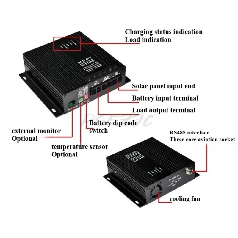 12V/24V Suitable for 20A40A with 485 Interface Remote Control MPPT Solar Controller