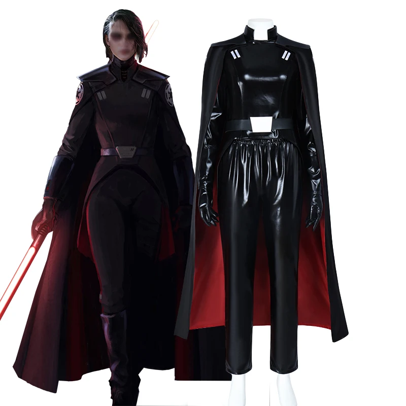 Disfraz de película Sith para mujer, disfraz de Trilla Suduri, ropa ajustada negra, chaquetas de cuero, capas, uniformes, traje de fiesta de Carnaval y Halloween