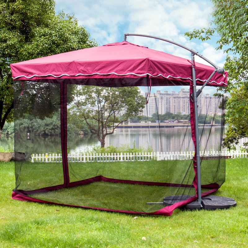 Best-Selling Waterproof Iron Banana School Parasol Netting Outdoor Furniture Steel Side Pole for Courtyard Hotel Beach Sun Shade