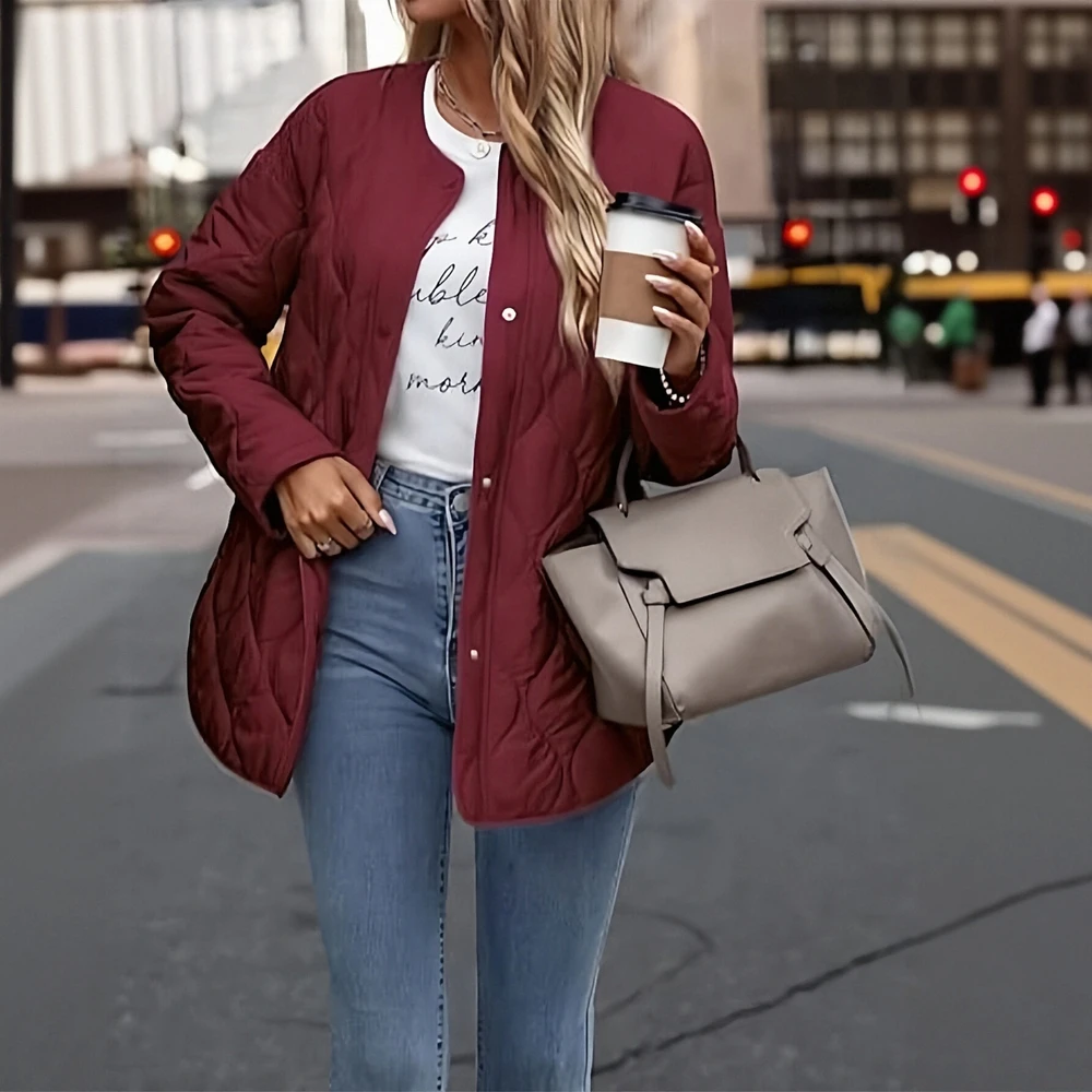 

Casual Long Sleeve Cotton-Padded Jacket Straight Sleeve Design Comfortable Women's Top Fashion Trend Outerwear