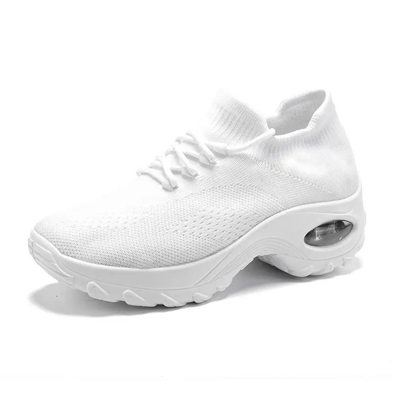 Yellow Mesh Platform Sneakers Thick Sole Breathable Casual Shoes Women Sneakers Knitting Socks Sneakers White Tennis Shoes