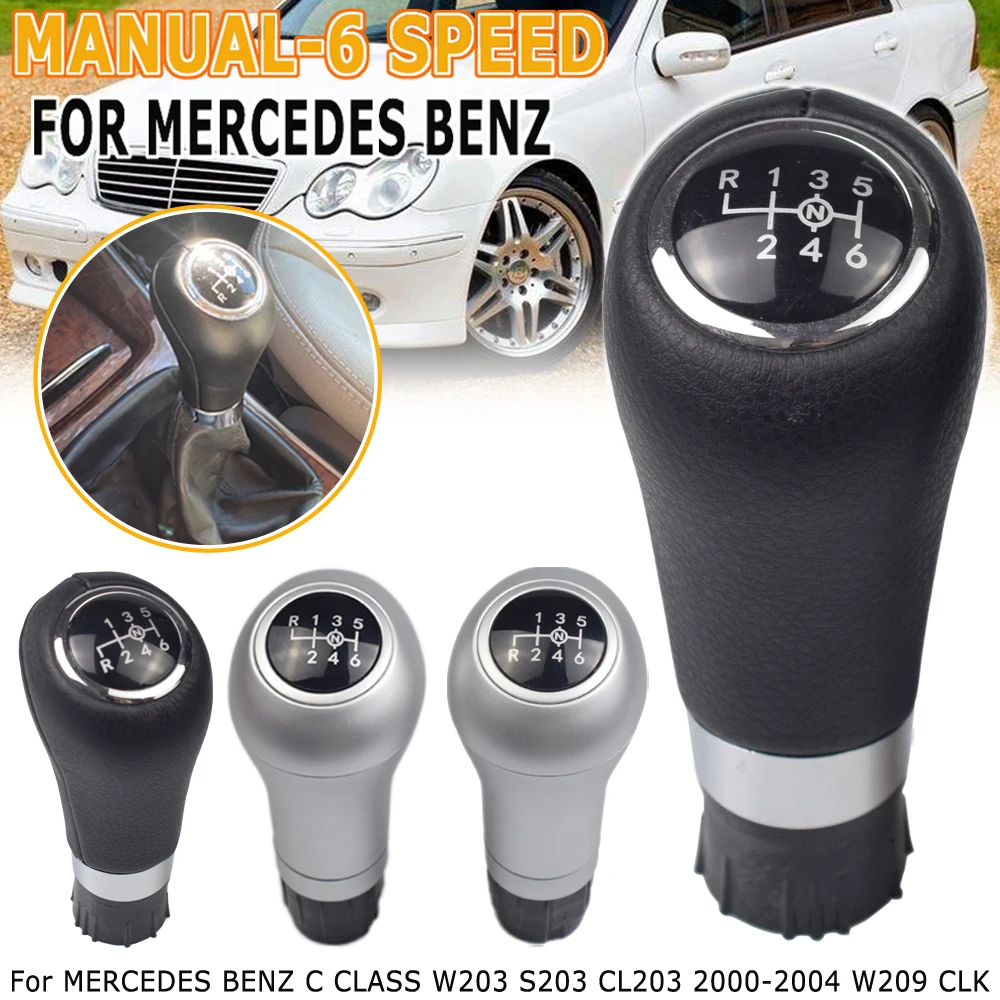 Leather 6-Speed Gear Shift Knob for Mercedes Benz C/E/GLK W203 W204 C300 W207 W212 E260 MT Leather Shifter Lever Arm Headball