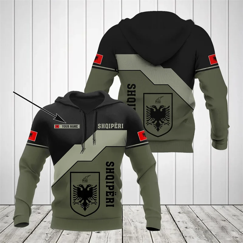 

Custom Name Albania Flag Graphics Hoodies Fashion Trend Street National Emblem 3D Printed Hoodie Casual Outdoor Sports Pullovers