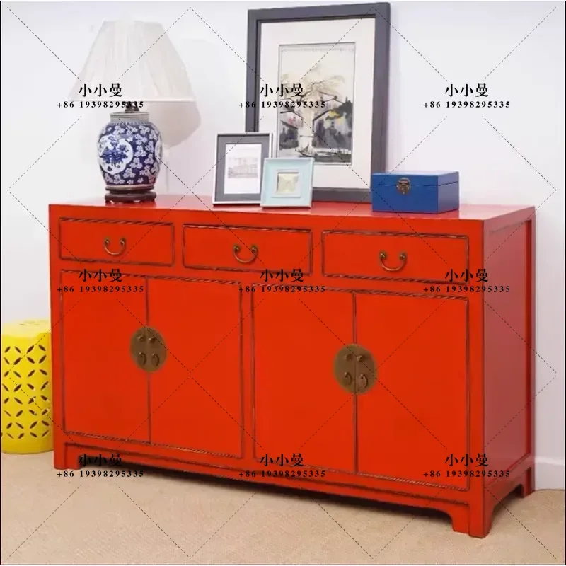 for New Chinese Style Solid Wood Dining Side Cabinet Locker Antique Retro Living Room Decoration Cabinet Neoclassical Shoe