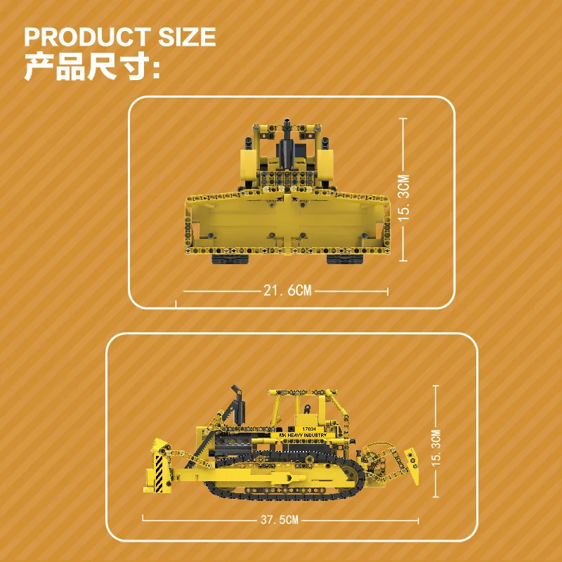 Mold King RC ブルドーザー エンジニアリング車両ビルディング ブロック セット 大人用 (高度レベル ギア伝達付き)