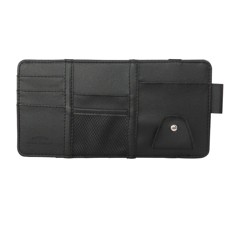 Universal Car Sun Visor Organizer PU Leather Multifunctional Storage Bag for Glasses Ticket Cards Pocket Auto Accessories