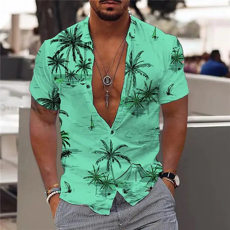 2023 Hawaiian 3D Print Casual Shirt Floral Mens For Short Sleeve Summer Beach Holiday Top Tee Oversized Clothing