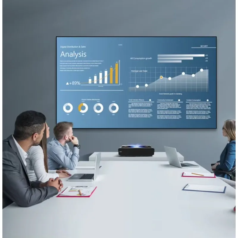 Projetor DLP laser 4K de 5300 lúmens UST Ultra Short Throw WIFI Projetor Laser inteligente Home Cinema Projetor Bluetooth