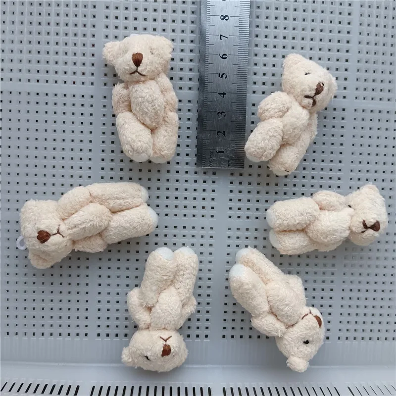 5PCS 6cm Kawaii Small Bears Plush Soft Toys Pearl Velvet Dolls Gifts Mini Teddy Bear