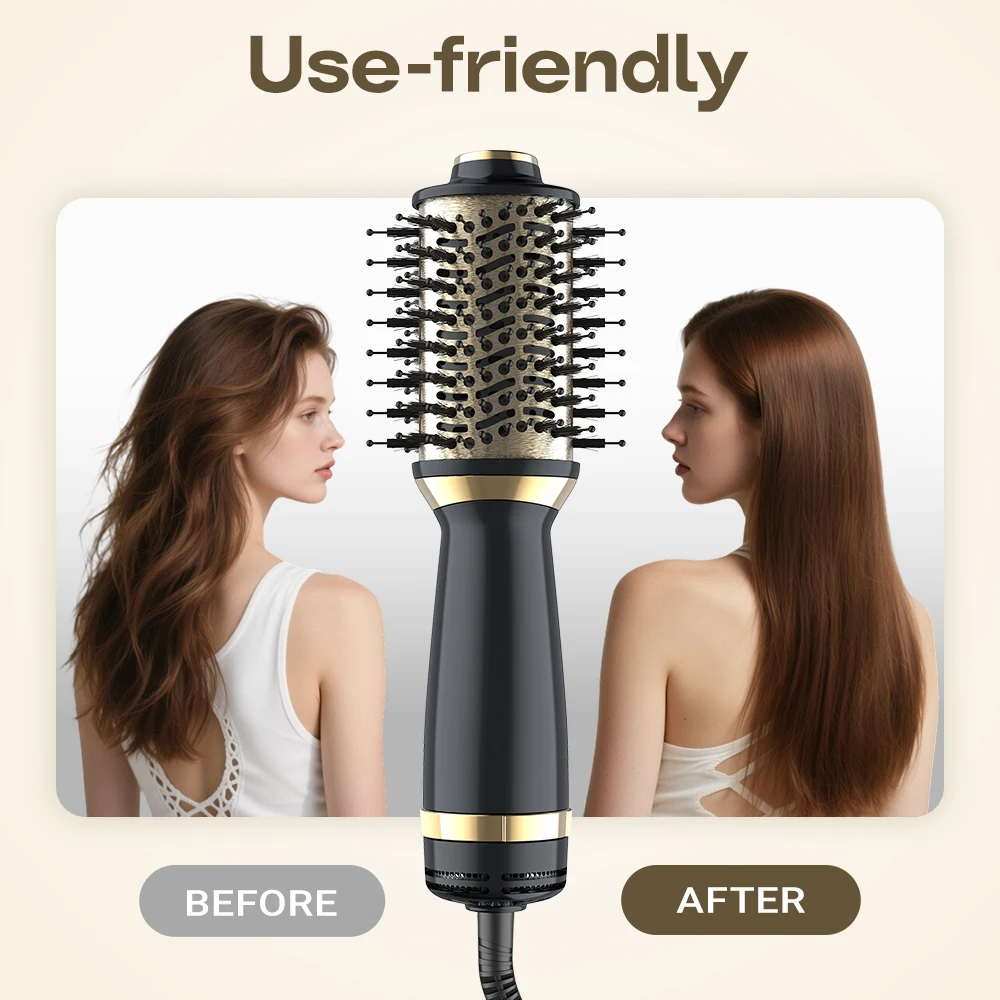 "4-in-1 Mini Hot Air Brush - Travel/Dorm Styler, Fast Heating, Frizz Control, Compact for Backpack (Perfect for College, Vacatio
