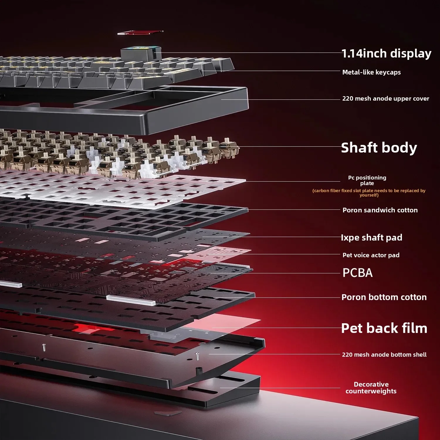 AULA FIRE-100 لوحة مفاتيح ألعاب من سبائك الألومنيوم ثلاثة أوضاع لوحة مفاتيح ميكانيكية شاشة LED طوقا RGB ملحقات رياضية إلكترونية مخصصة