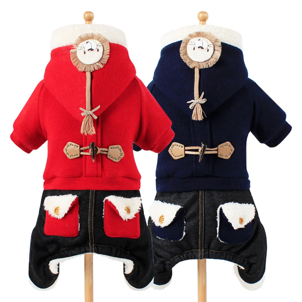 

Double Thickened Winter Coat For Dogs Lion Design Pet Outfits Dog Hoodies Warm Sweatshirt Puppy Clothes Size Outdoor