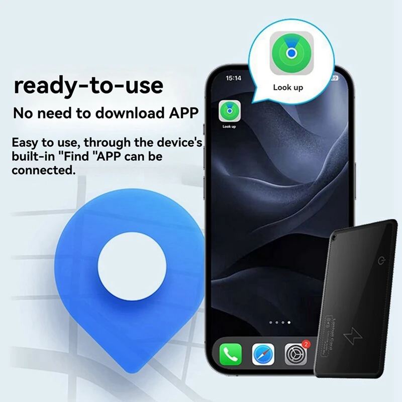 2Pcs Wallet Tracker Card Wireless Charging Tracking Location Gps Locator Smart Tag For Phone Device Find My App