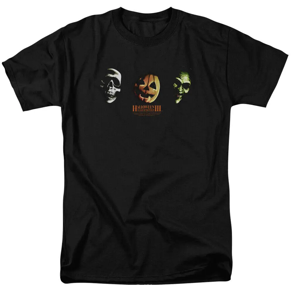 

Halloween 3 Three Masks T Shirt Licensed Horror Movie Retro Classic Tee Black