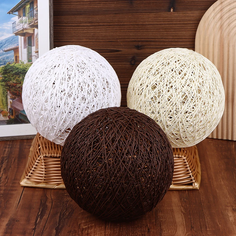 1Pc Round Concise Hand-woven Rattan Vine Ball Pendant Lampshade Light Lamp Shades Light Accessories(20cm Diameter)
