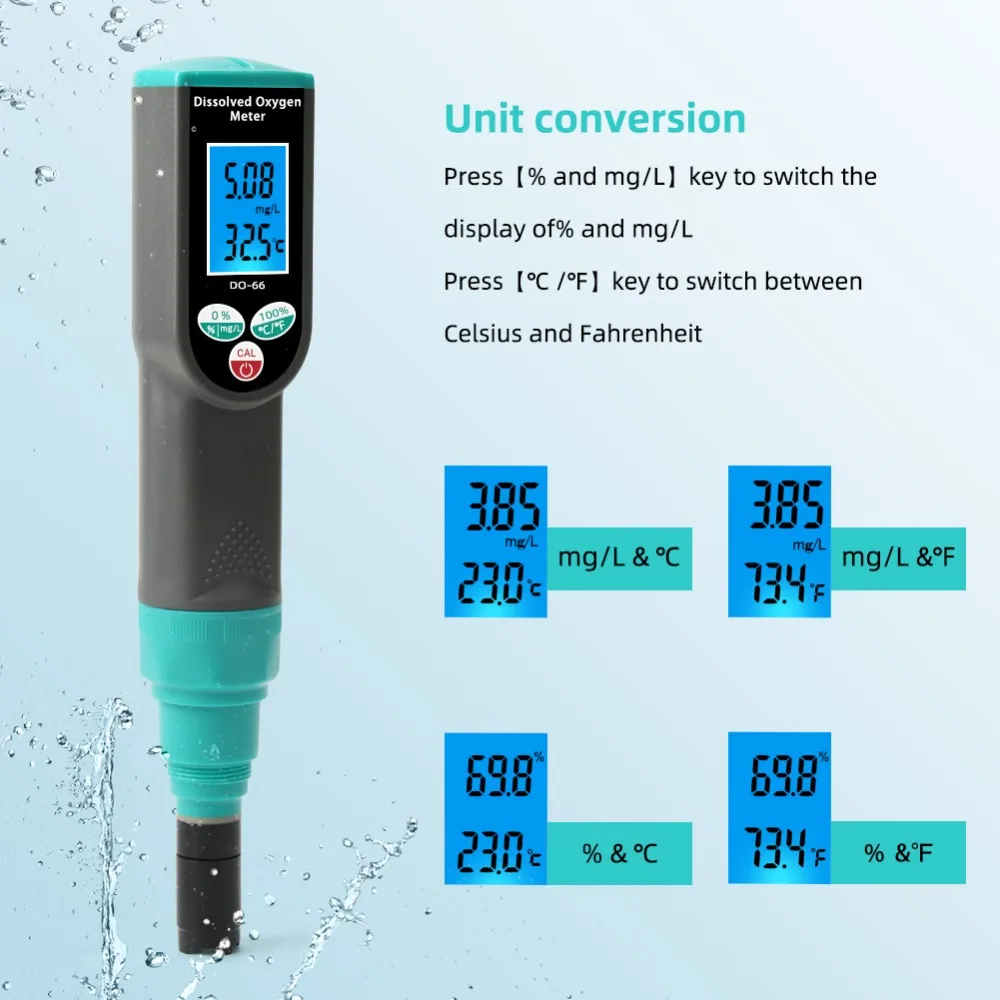 DO-66 Pen Type Dissolved Oxygen Meter Water Quality Analyzer High Precision Prob Detector For Aquariums Swimming Pools Fish Tank