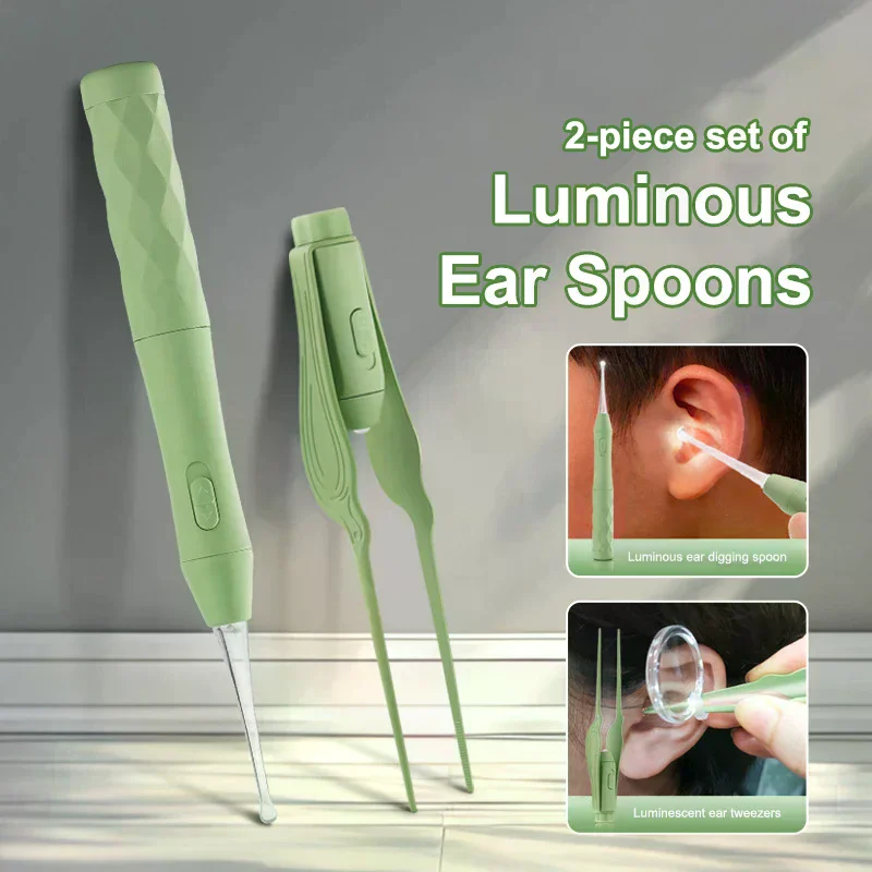 Ear Scoop Stainless Steel Ear Scoop With LED Light Ear Cleaner Ear Picking Tool Visual Children Ear Wax Remover Care Luminous