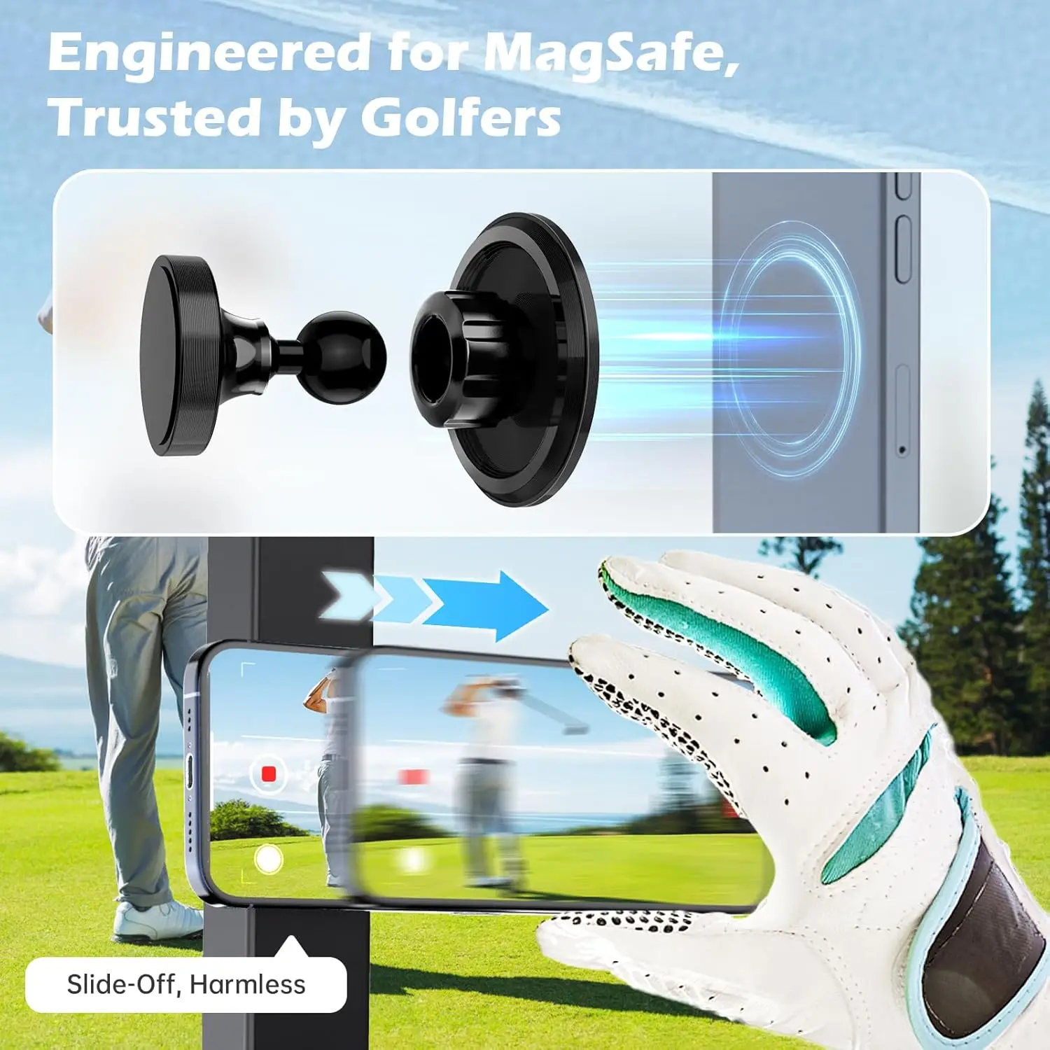 Dual Magnetic Phone Holder 360° Rotating Gym Golf Carts For iPhone 16/15/14/13/12,Phone Mount Fit for Samsung/Android