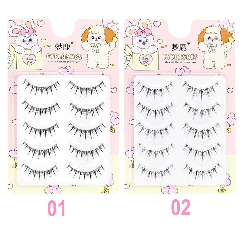 再利用可能なスパイクつけまつげ,5ペア,漫画のような感覚,再利用可能な女の子のグループスタイル