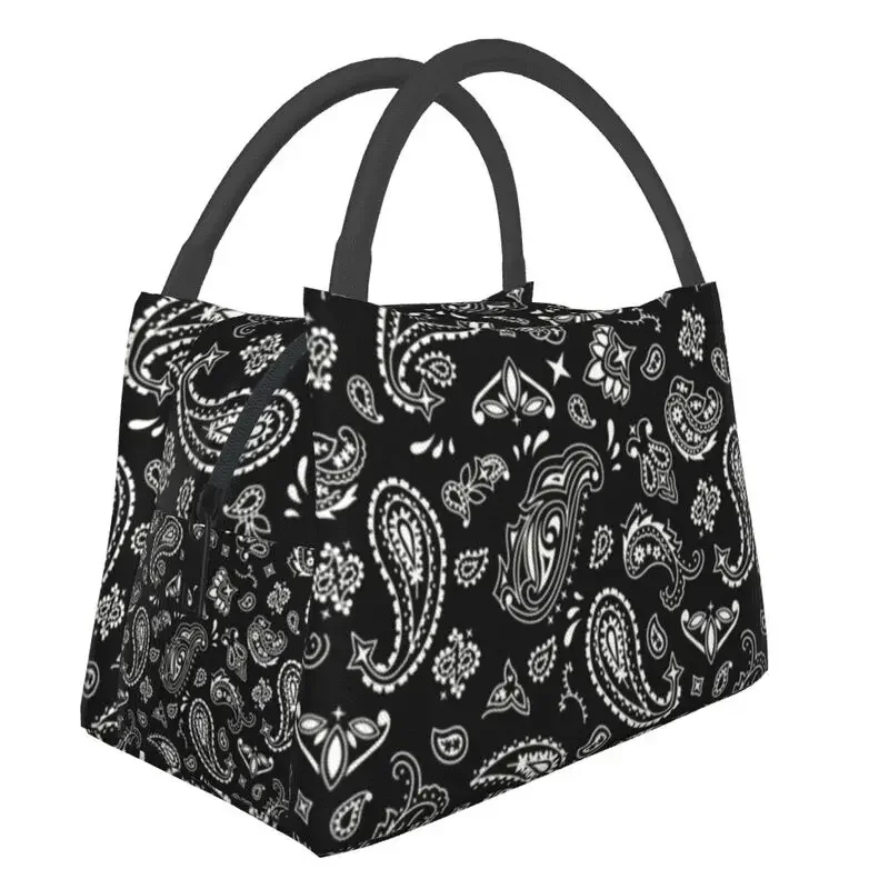 

Bandana Paisley Pattern Thermal Insulated Lunch Bag Women Resuable Tote for Outdoor Picnic Storage Meal Food Box