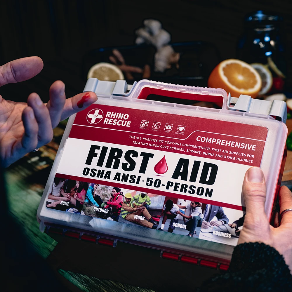 

Rhino Rescue full-featured first aid kit, home and office emergency medical supplies, suitable for school, car, outdoor, travel