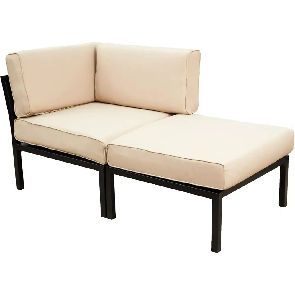 

2 Piece Corner & Armless Sofa Outdoor Furniture Sectional Couch Set Patio Loveseat