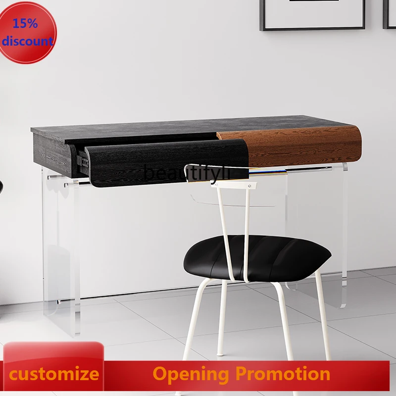 

Medieval style all-solid wood dresser, household bedroom makeup table, small apartment acrylic desk G1218