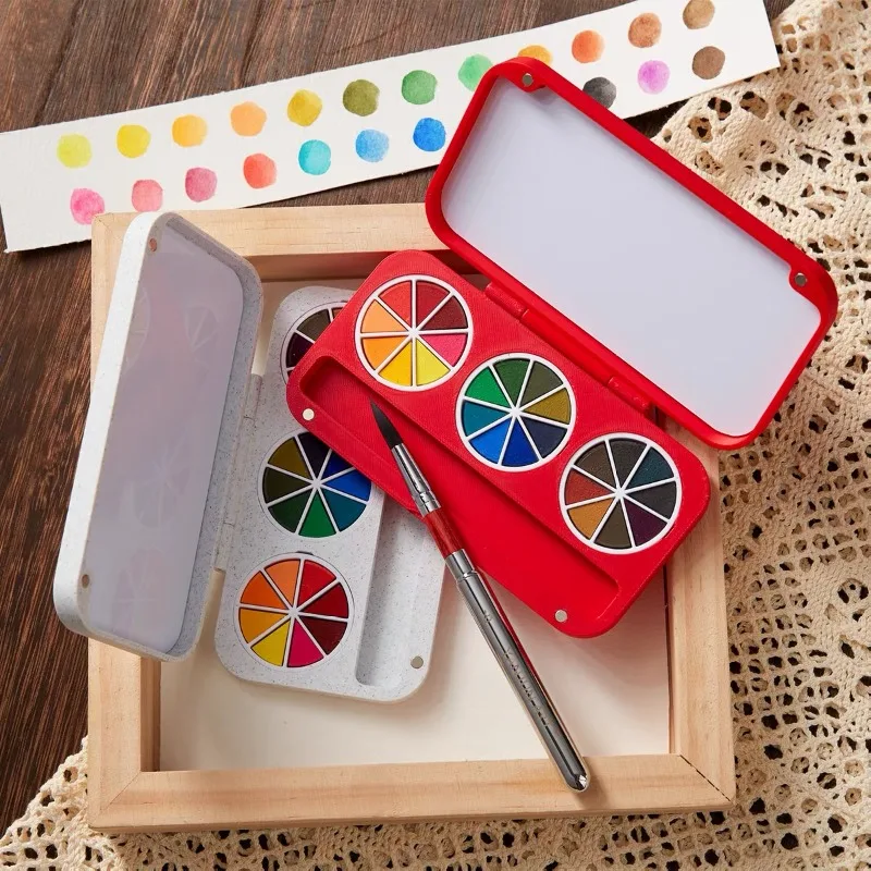Holbein 24 Colors 1/8 Pan Divided Opaque Solid Watercolor Pigment Set Portable Travel Paint Box / Palette Painting Art Supplies