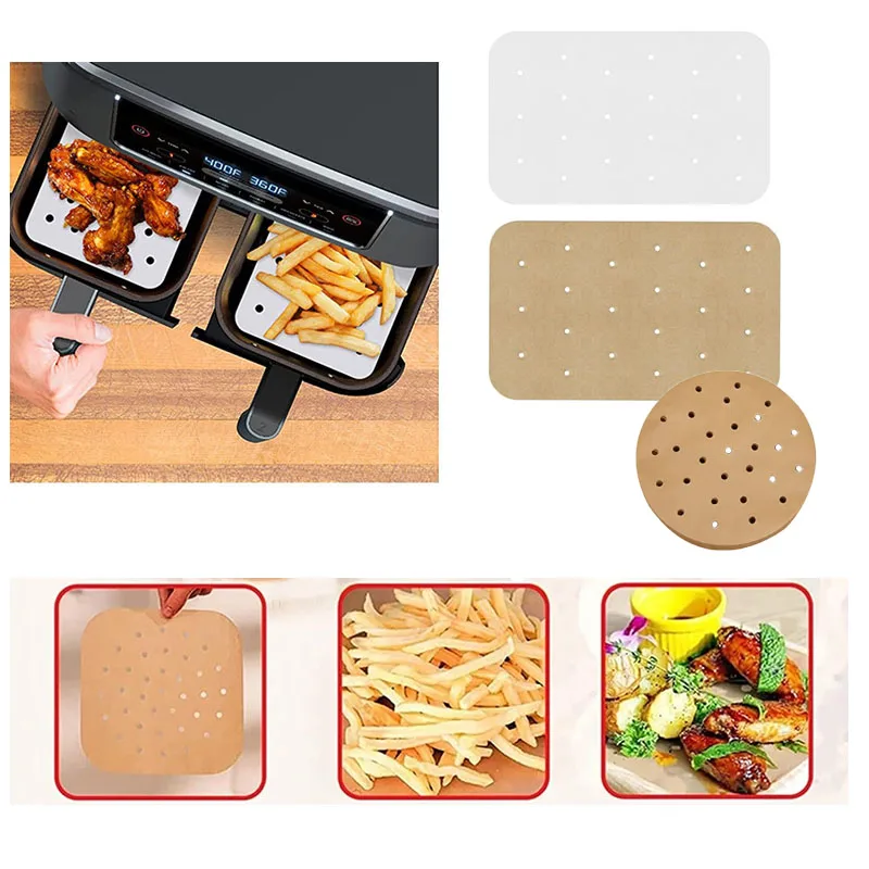 

Air Fryer Parchment Paper Liners Non Stick Heat Resistant Round and Square Baking Paper for Air Fryers Steamers and Ovens