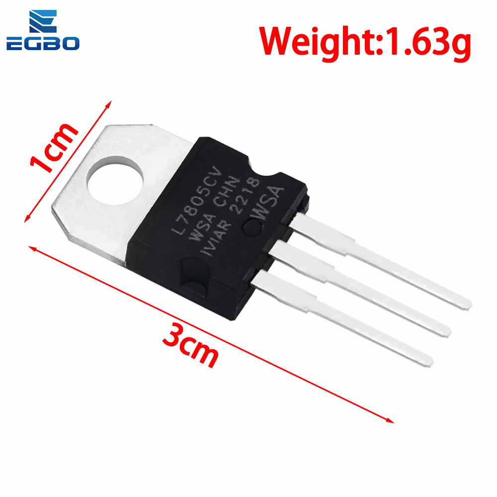 EGBO-POSITIVE Regulador de tensão, Novo regulador de tensão, L7805CV, TO-220, L7805, 7805, 5V, 10Pcs Lot